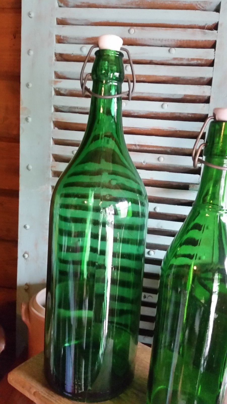 OUDE GROENE FLESSEN GLAS, Ophalen of Verzenden