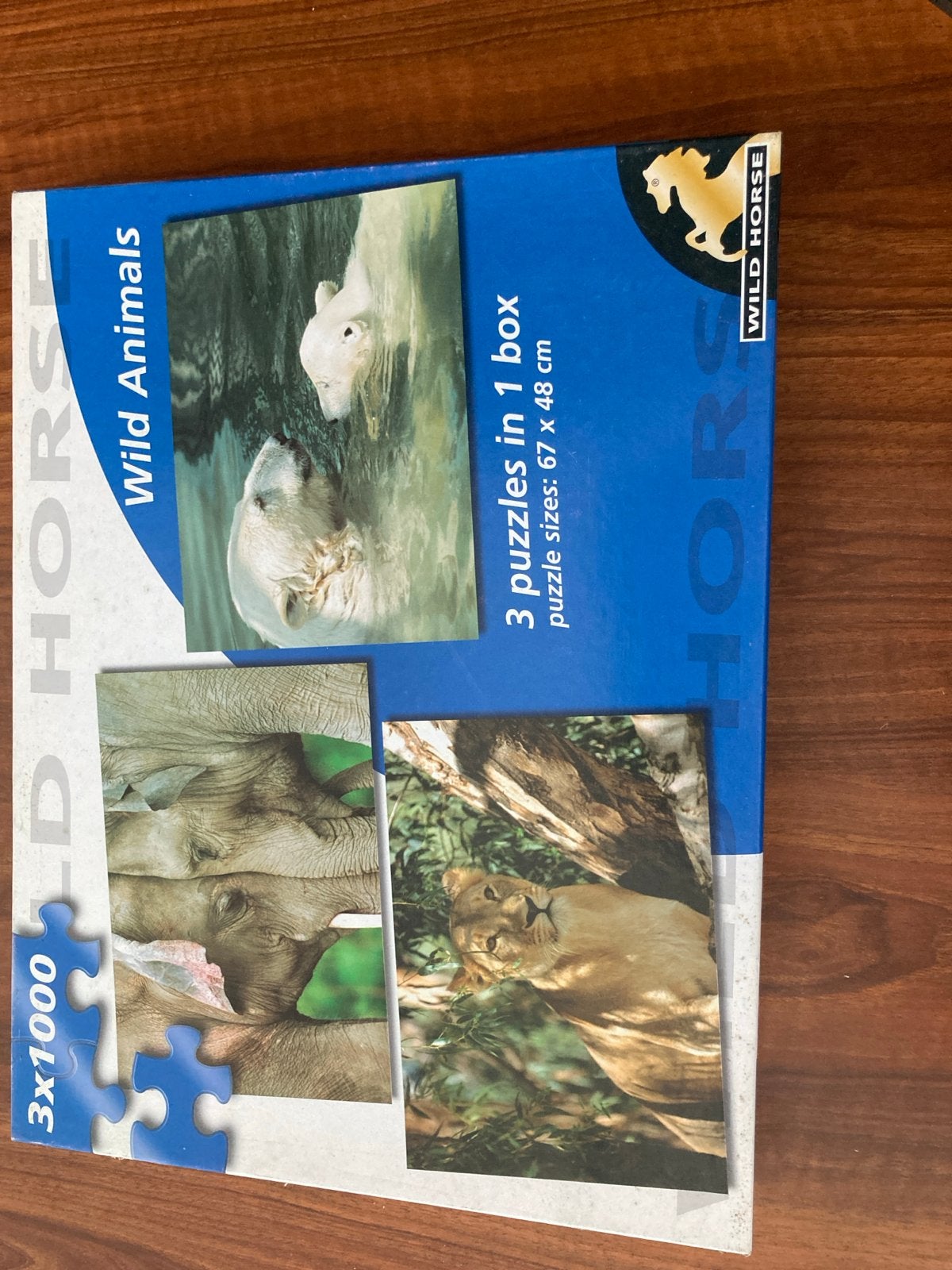 Wild Horse Legpuzzel 3x1000 stukjes - Wilde Dieren, Ophalen of Verzenden, Meer dan 1500 stukjes, Zo goed als nieuw, Legpuzzel