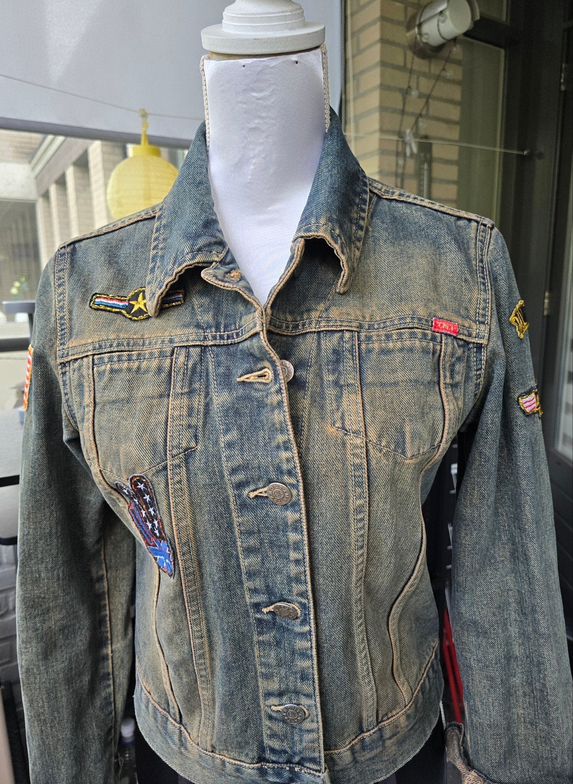 Vintage Tramontana Denim Jack met Patches (valt als S/M), Maat 38/40 (M), Tramontana, Zo goed als nieuw, Meerkleurig