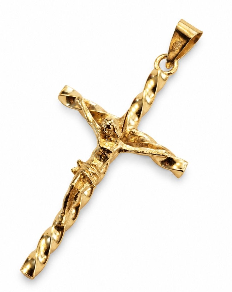 18k Gouden Kruis met Christus Hanger kettinghanger Kruisje, Jw, Nieuw, Ophalen of Verzenden, Kruis of Symbool