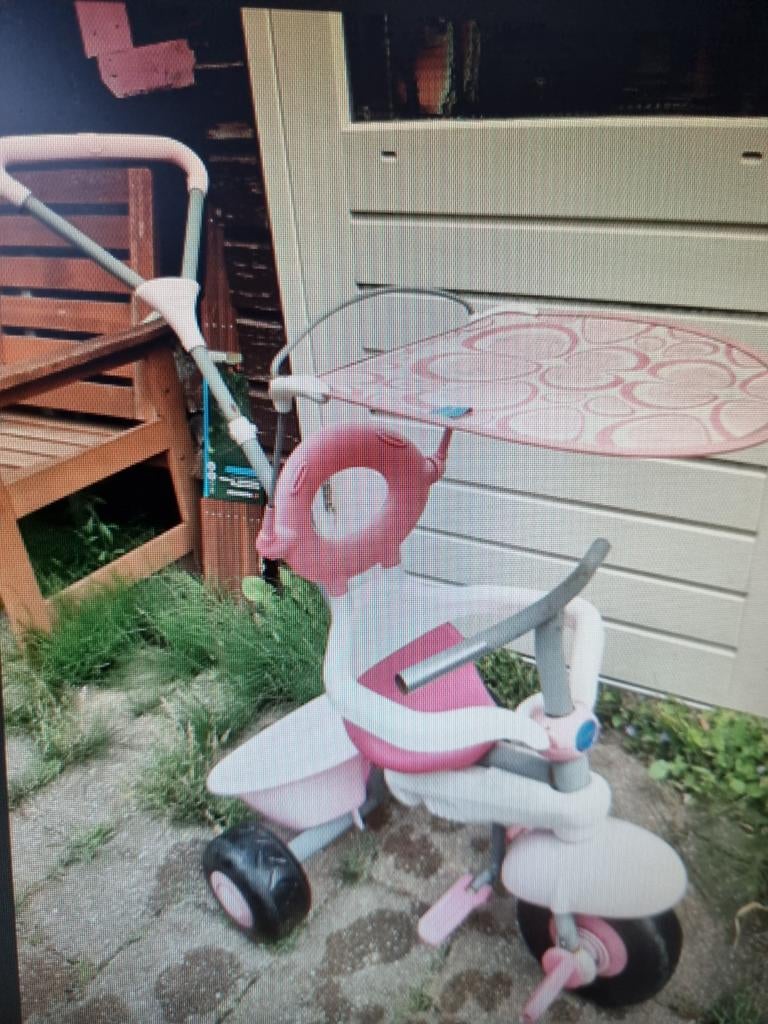 Drie wieler roze, Ophalen, Gebruikt, Smart rites, Duwstang