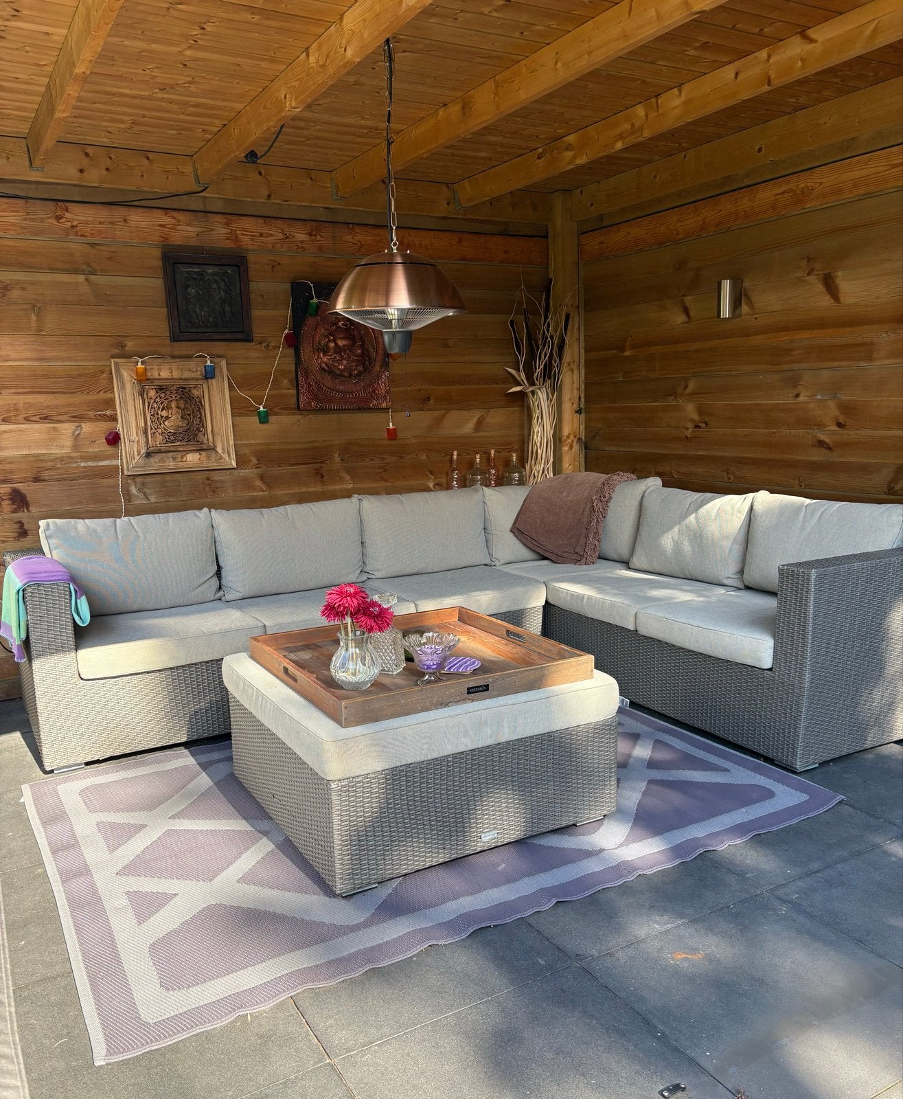 Bellagio Loungeset 300x230 cm + Hocker & GRATIS Kleed, Gebruikt, 6 zitplaatsen, Ophalen of Verzenden, Loungeset
