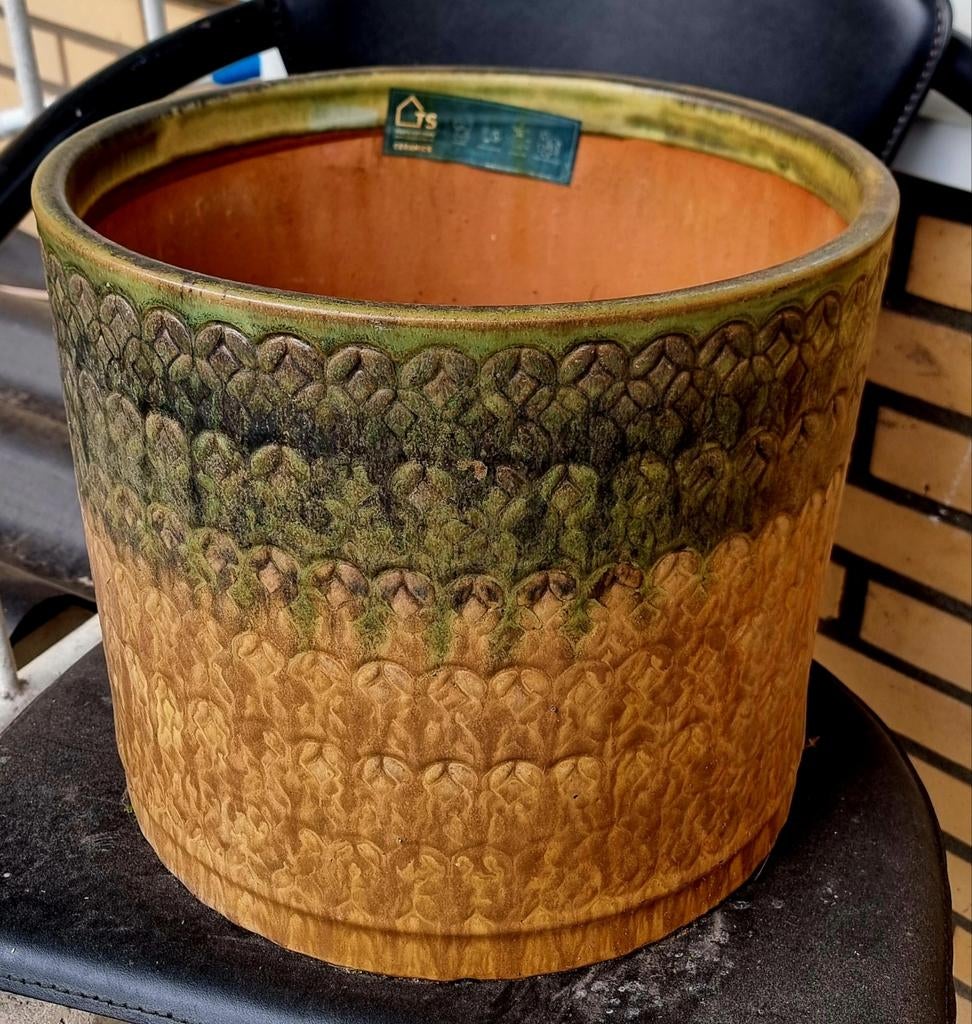 Keramische bloempot, Rond, Ophalen of Verzenden, Aardewerk, Minder dan 40 cm