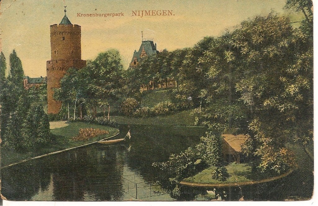 Oude ansichtkaart Kronenburgerpark Nijmegen, Ophalen of Verzenden, Voor 1920, Gelopen, Gelderland