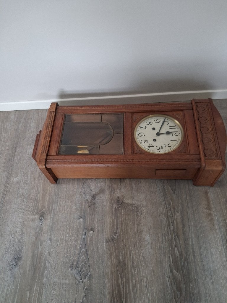 Antieke  Wandklok, Huis en Inrichting, Woonaccessoires | Klokken, Ophalen, Bruin, Antiek, Met slinger