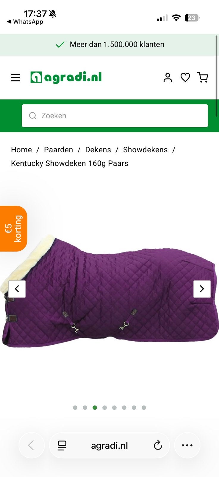 Kentucky Showdeken 160g – Maat 183 – Paars, Kentucky, Deken, Full (L), Ophalen