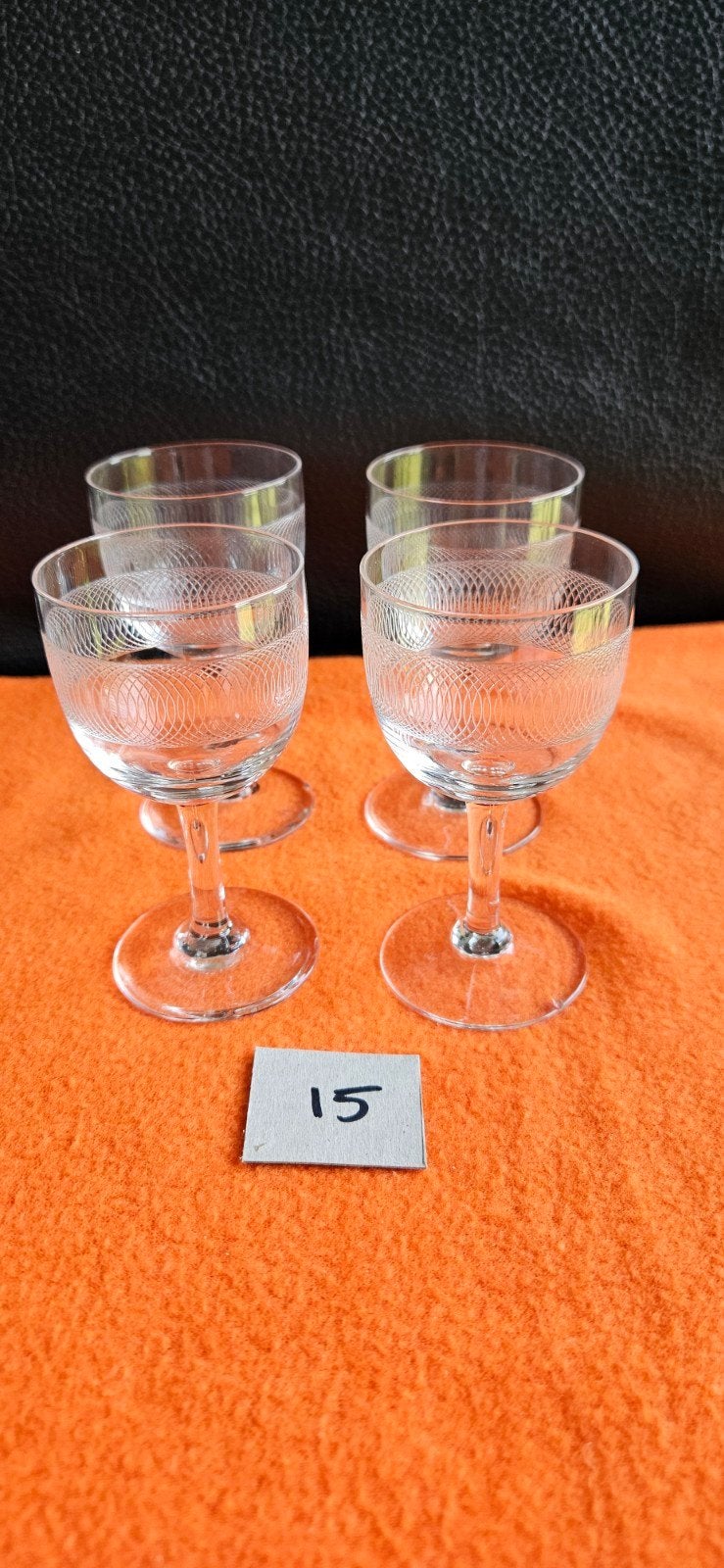 4x Antieke Borrelglaasjes Kristal - Guirlande Decor - Jaren, Ophalen of Verzenden