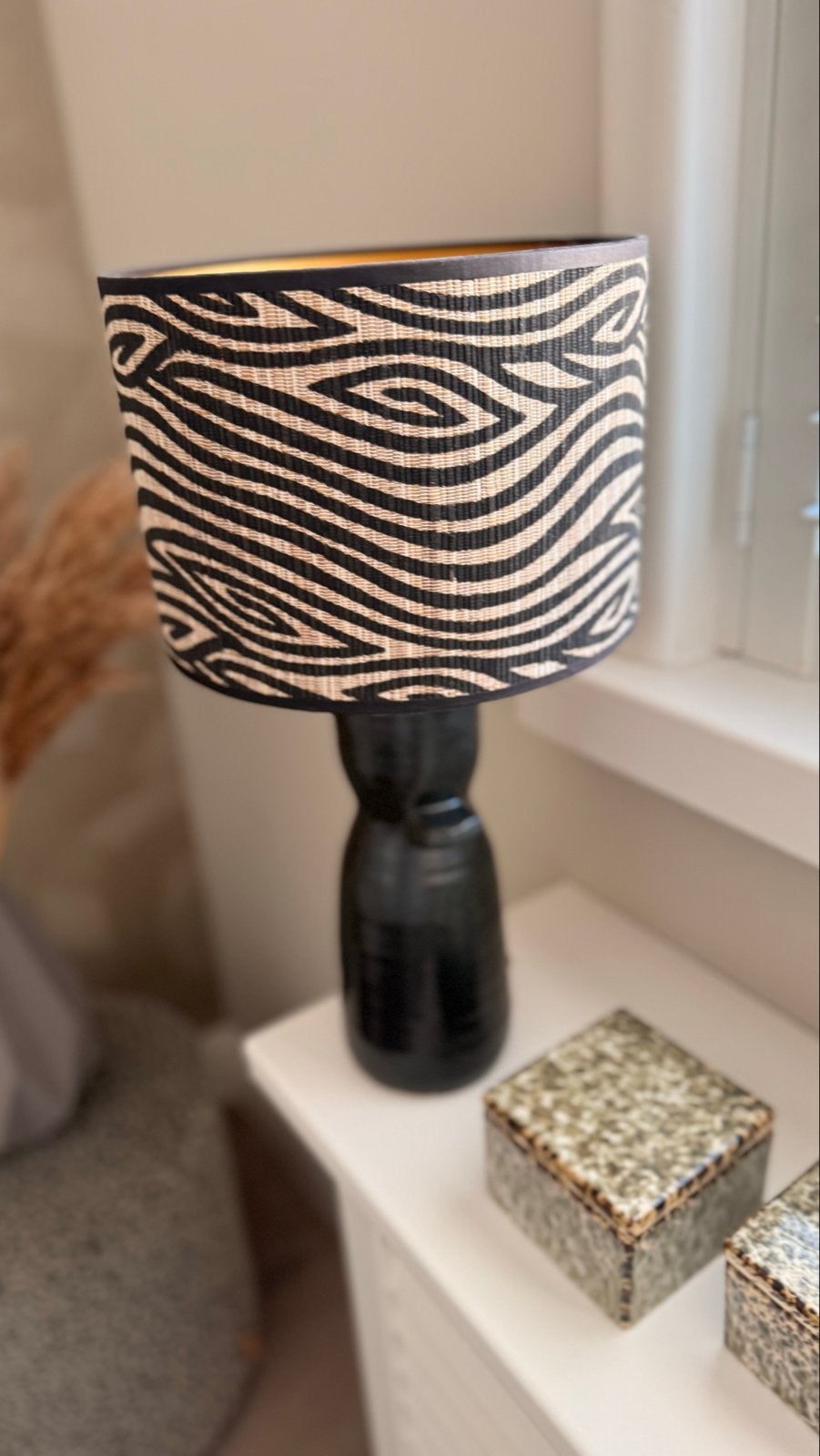 Madame Garage tafellamp, zwart, raffia, Ophalen of Verzenden, Nieuw, Overige materialen, Minder dan 50 cm