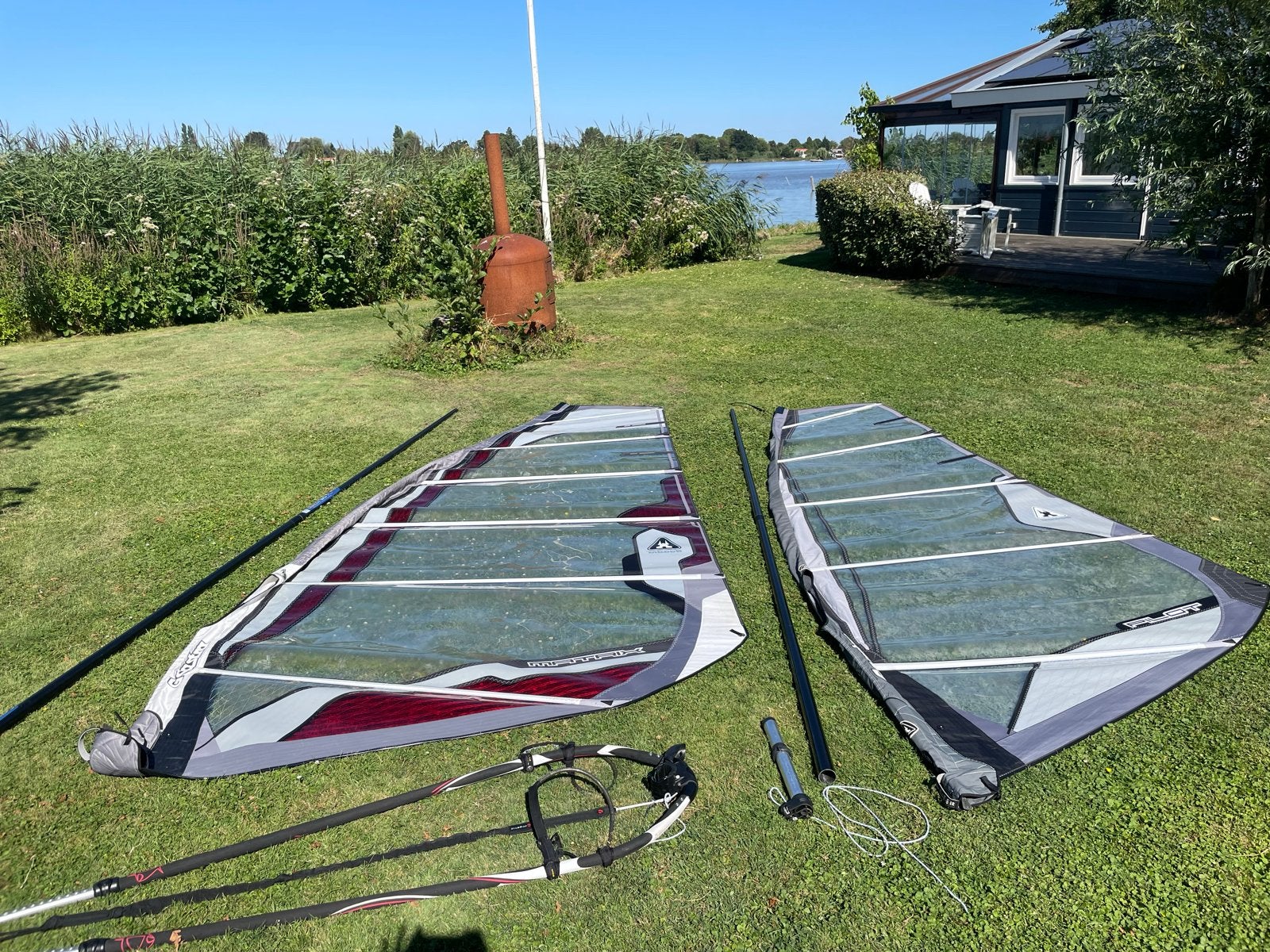 Gaastra Windsurf Zeilen (6.0m² en 7.5m²) met Masten en Giek, Watersport en Boten, Windsurfen, Ophalen, Gebruikt, 6.5 m² tot 8 m²
