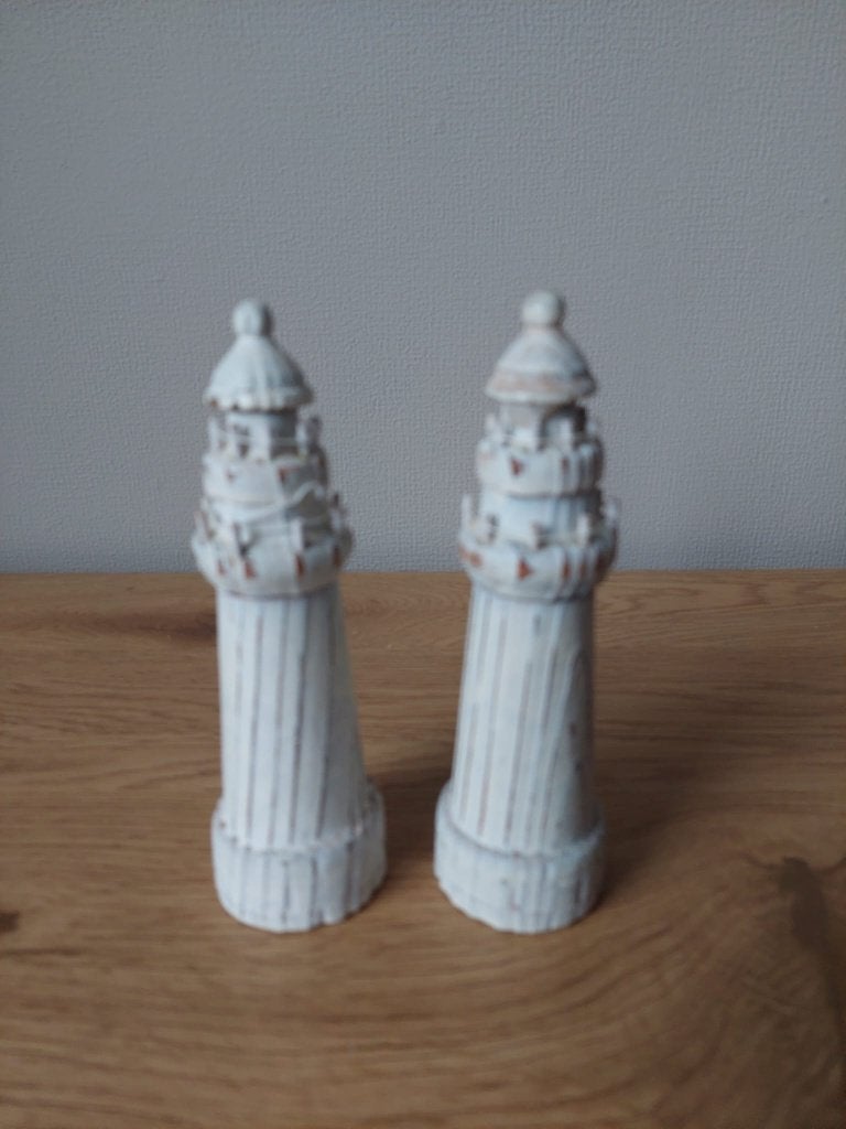 Houten vuurtorentjes, Ophalen, Gebruikt, Wit, Hout