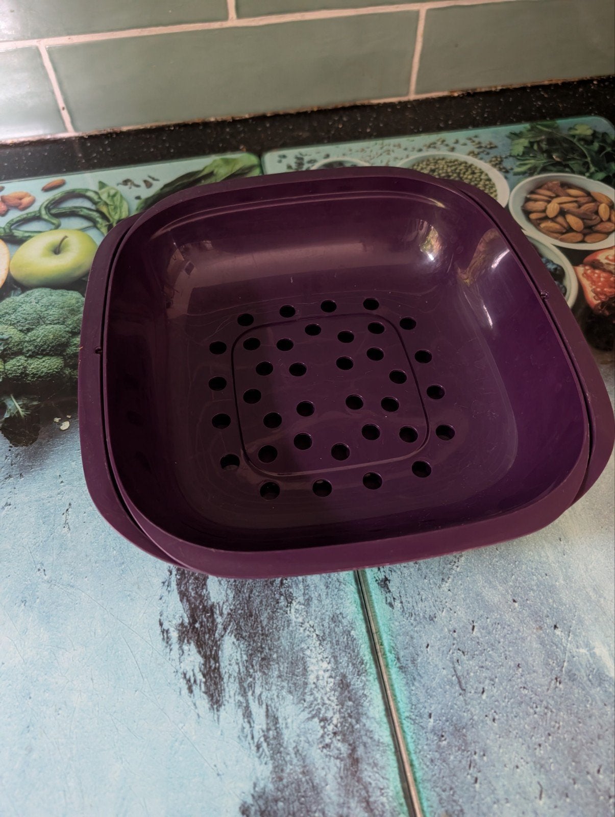 Tupperware vergiet/stoommandje - Paars, Ophalen of Verzenden, Zo goed als nieuw, Paars, Overige typen