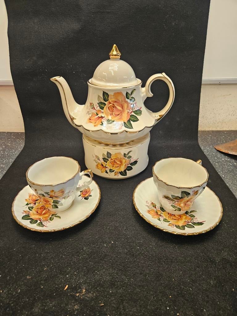 Vintage Sadler Theepot met Warmer en Kopjes, Ophalen of Verzenden