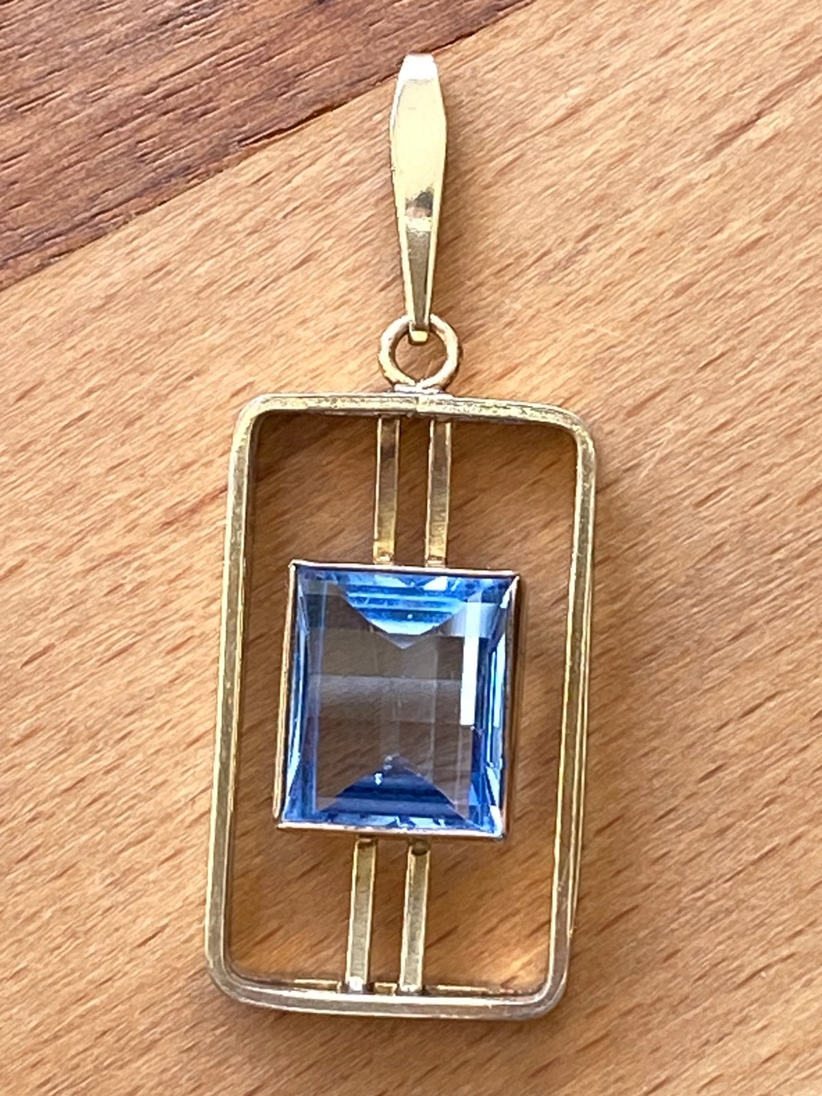 Vintage Kordes & Lichtenfels hanger met blauwe steen, Ophalen of Verzenden, Gebruikt, Blauw