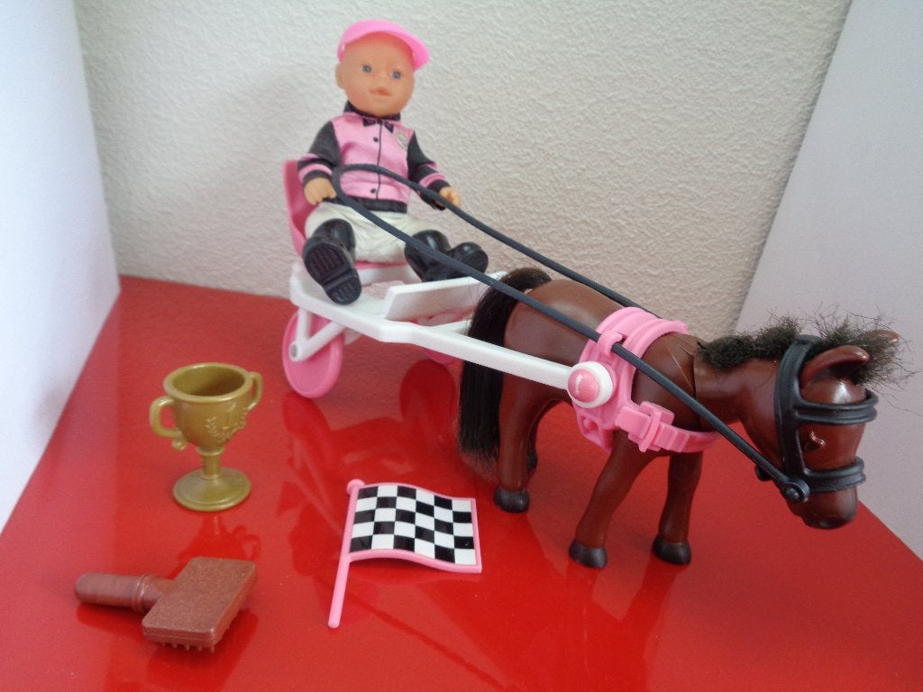 Baby Born My Mini: Leuk popje op sulky met paardje, Ophalen of Verzenden, Zo goed als nieuw, Overige typen