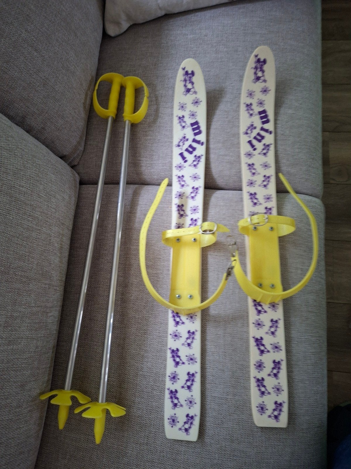 Kinder mini ski's 80 cm met stokken, Ophalen, Gebruikt, Skiën, Minder dan 100 cm