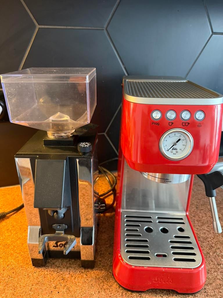 Solis Barista set – Espressomachine + koffiemolen, Ophalen of Verzenden, Gebruikt
