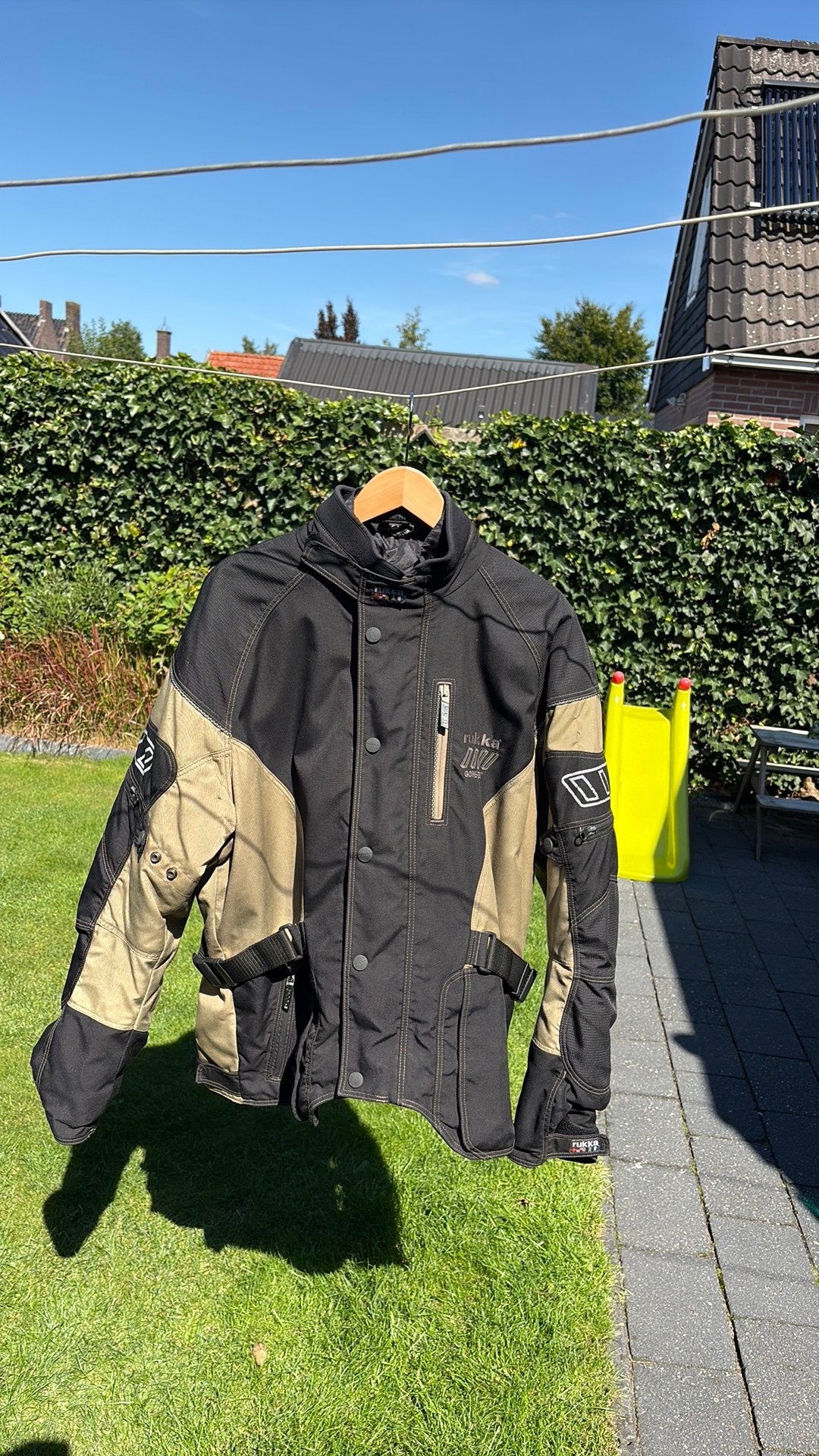 Rukka motorjas zwart /beige groenig maat 58, Motoren, Kleding | Motorkleding, Ophalen, Tweedehands, Jas | textiel