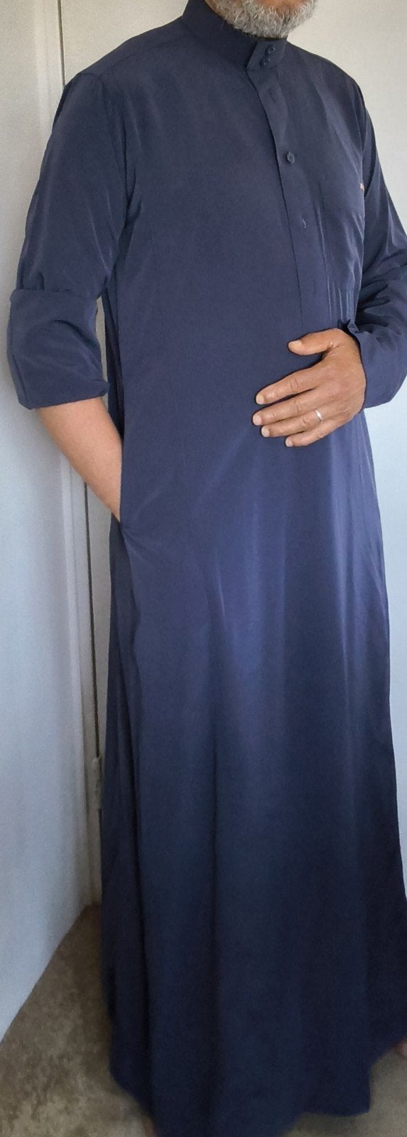 in prijs verlaagdPrachtige Saudi Arabische Qamis – blauw  ma, Ophalen of Verzenden, Nieuw, Blauw, Overige halswijdtes
