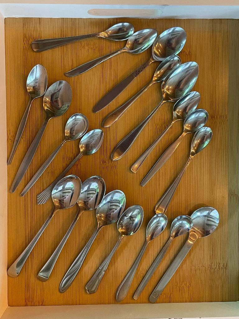 C810 Diverse antieke theelepeltjes koffielepeltjes Lepels, Ophalen of Verzenden, Gebruikt, Rvs of Chroom