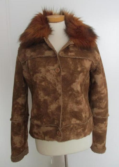 Yes or No imitatie suede jas, maat M, Kleding | Dames, Bruin, Verzenden, Yes or No, Zo goed als nieuw