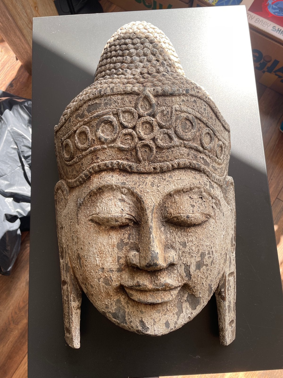 Boeddha beeld - Traditionele Aziatische decoratie, Ophalen, Gebruikt, Hout, Bruin