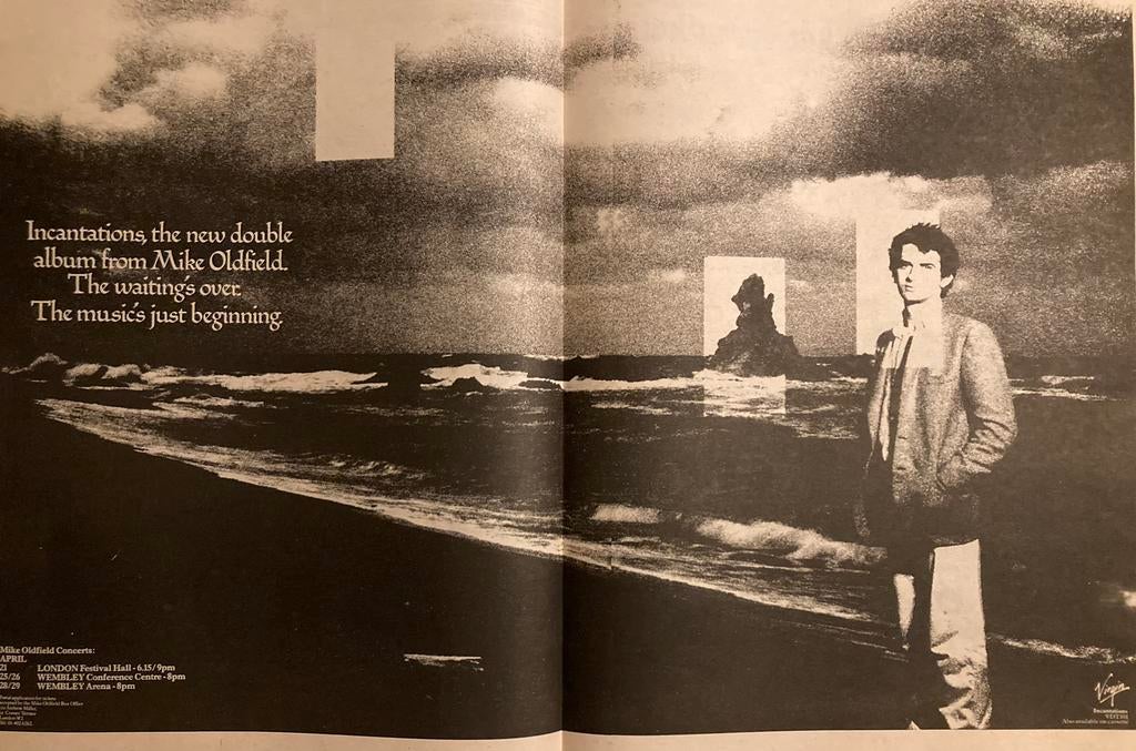 Paginagrote A2 advertentie MIKE OLDFIELD Incantations relea, Ophalen of Verzenden