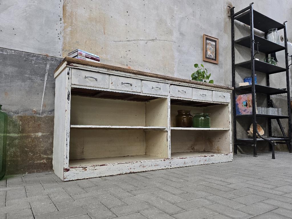 Vintage Gerestaureerd Wit Dressoir | Antiek Laden Kast Hout