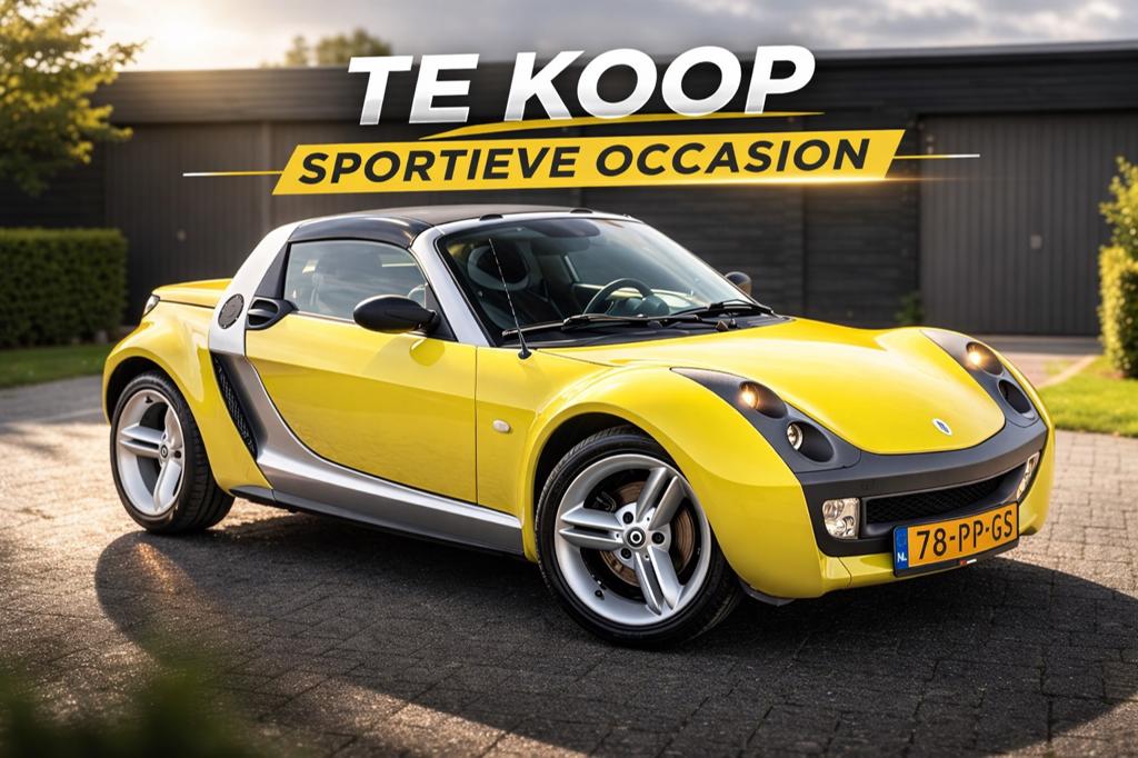 Prachtige Smart Roadster 0.7 Turbo 81PK AUT 2004 Cabrio Geel, Auto's, Automaat, Zwart, Roadster, Euro 4