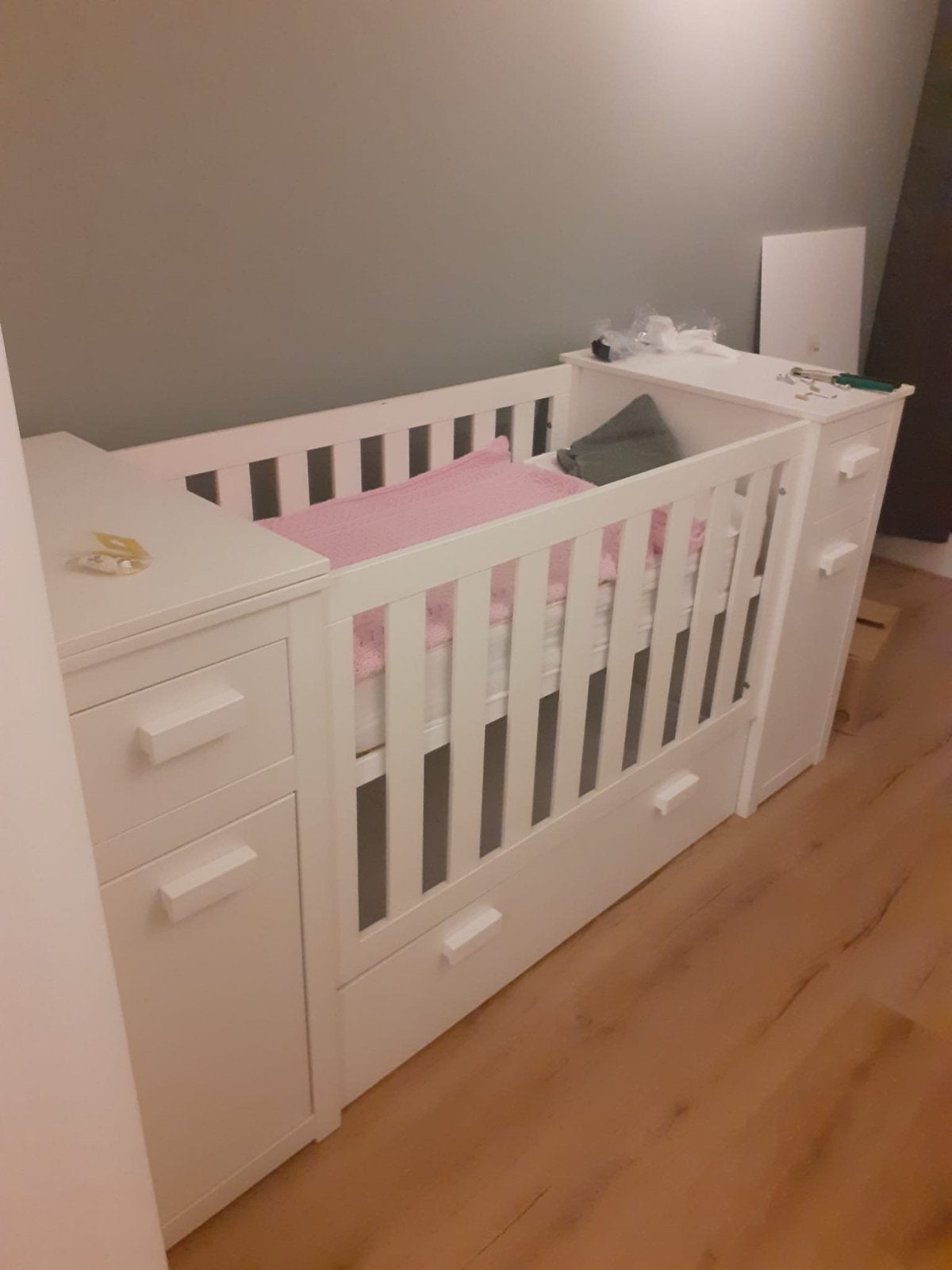 Wit ledikant met commode en lades, Ophalen, Gebruikt, Ledikant