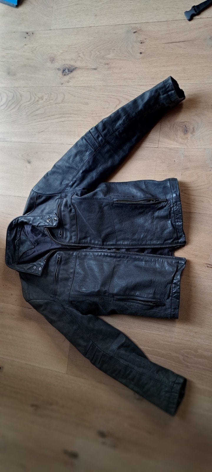 leren jas (maat m), Ophalen, Gedragen, Zwart