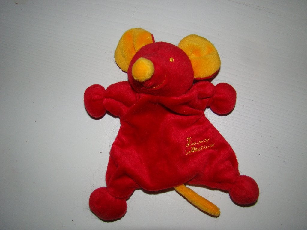 Tiamo rood oranje muis knuffeldoekje  kandeel met rammel, Muis, Overige karakters, Nieuw, Ophalen of Verzenden