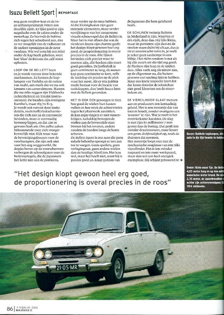 Autovisie reportage Isuzu Bellet Sport, Ophalen of Verzenden, Gelezen, Algemeen