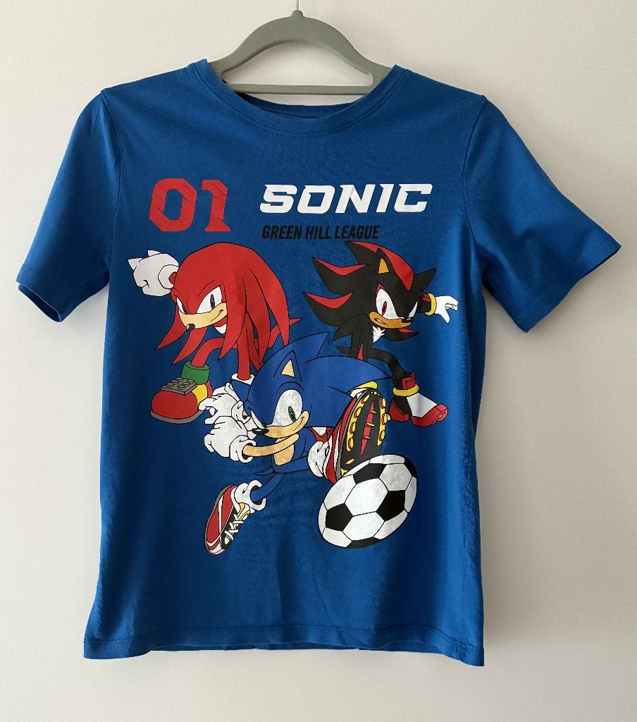 Kobalt blauw Sonic T-shirt - Maat 134/140 H&M, Gebruikt, H&M, Ophalen of Verzenden, Shirt of Longsleeve