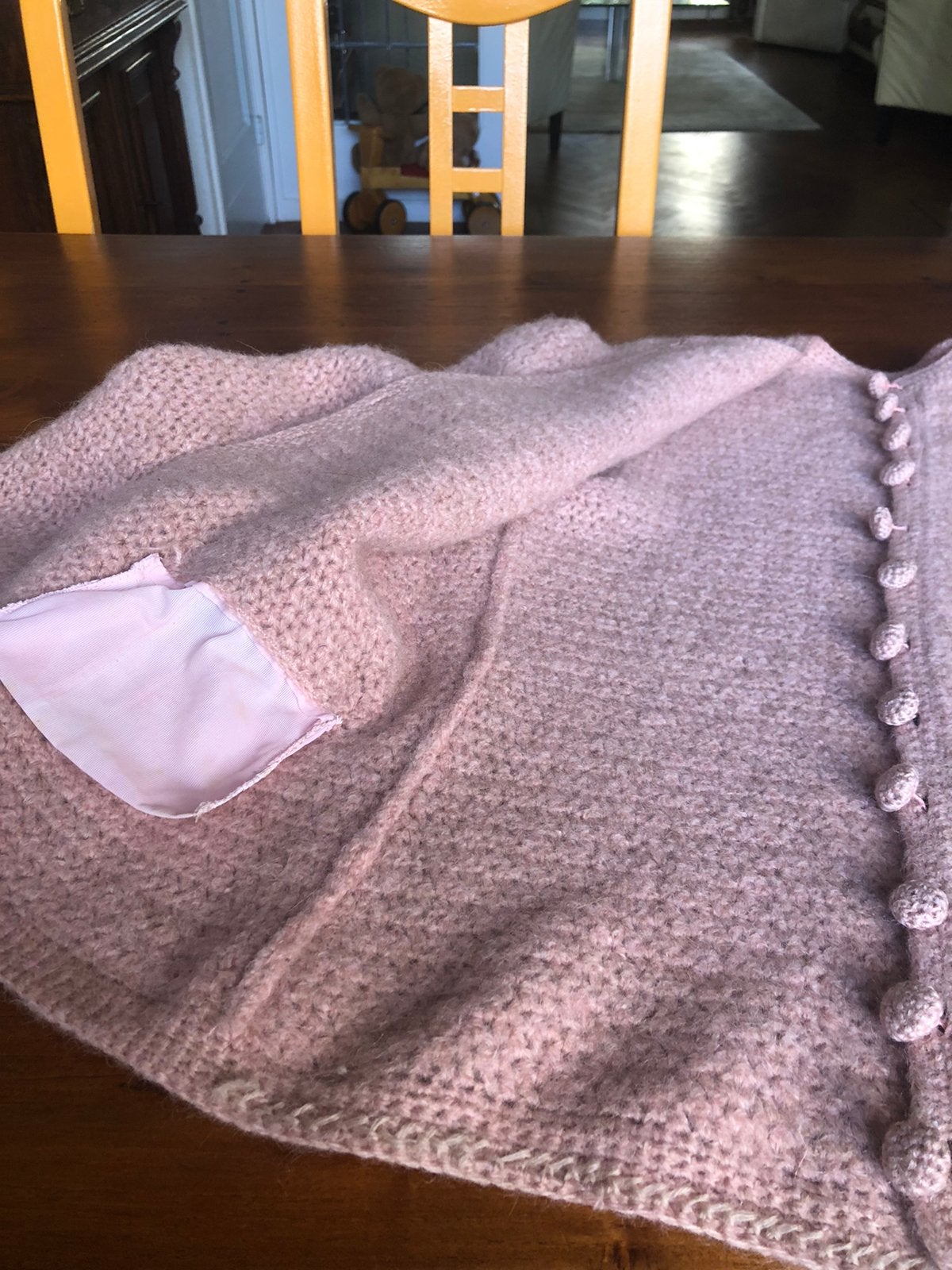 handgemaakt wollen oudroze vest L, Kleding | Dames, Ophalen of Verzenden, Zo goed als nieuw, Maat 38/40 (M), Roze
