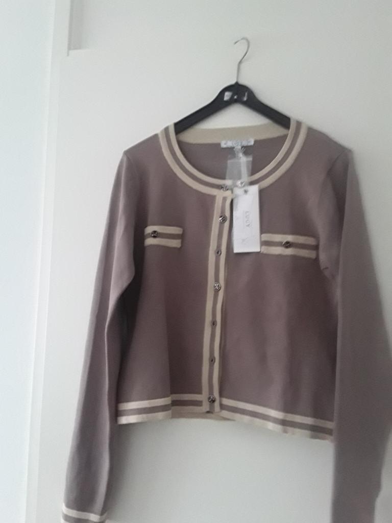 Vestje nieuw S/M taupe met kaartje Lucy, Ophalen of Verzenden, Nieuw, Bruin