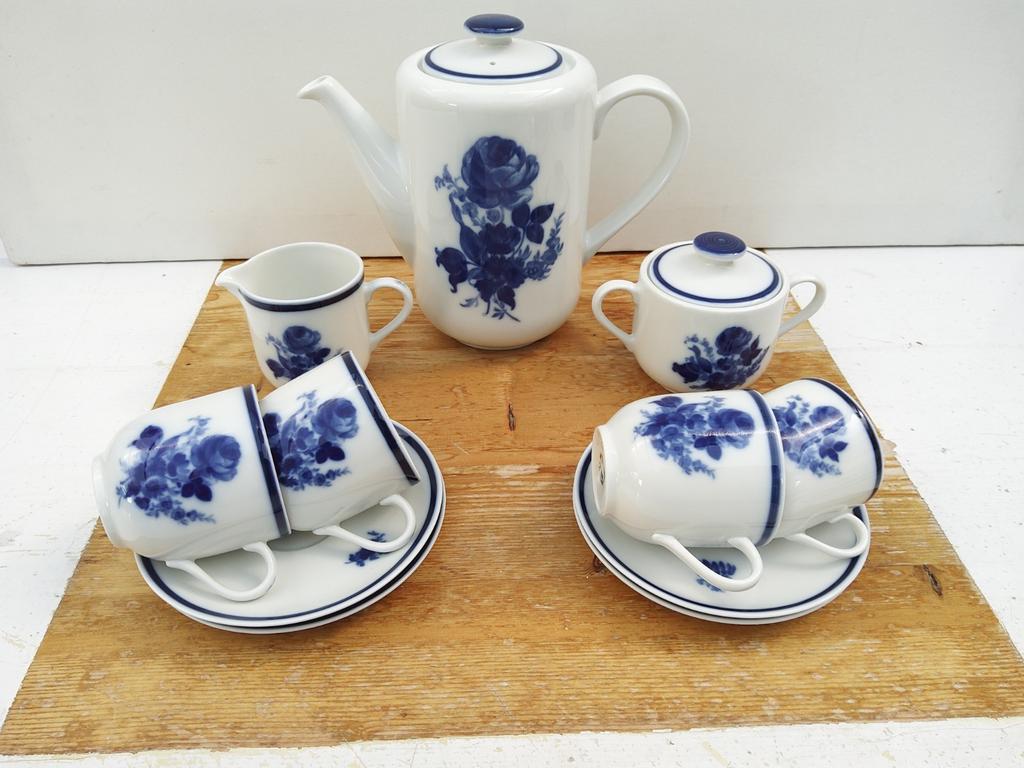 Mosa - Douwe Egberts - Theepot Roomstel etc. Blauwe Roos, Antiek en Kunst, Ophalen of Verzenden