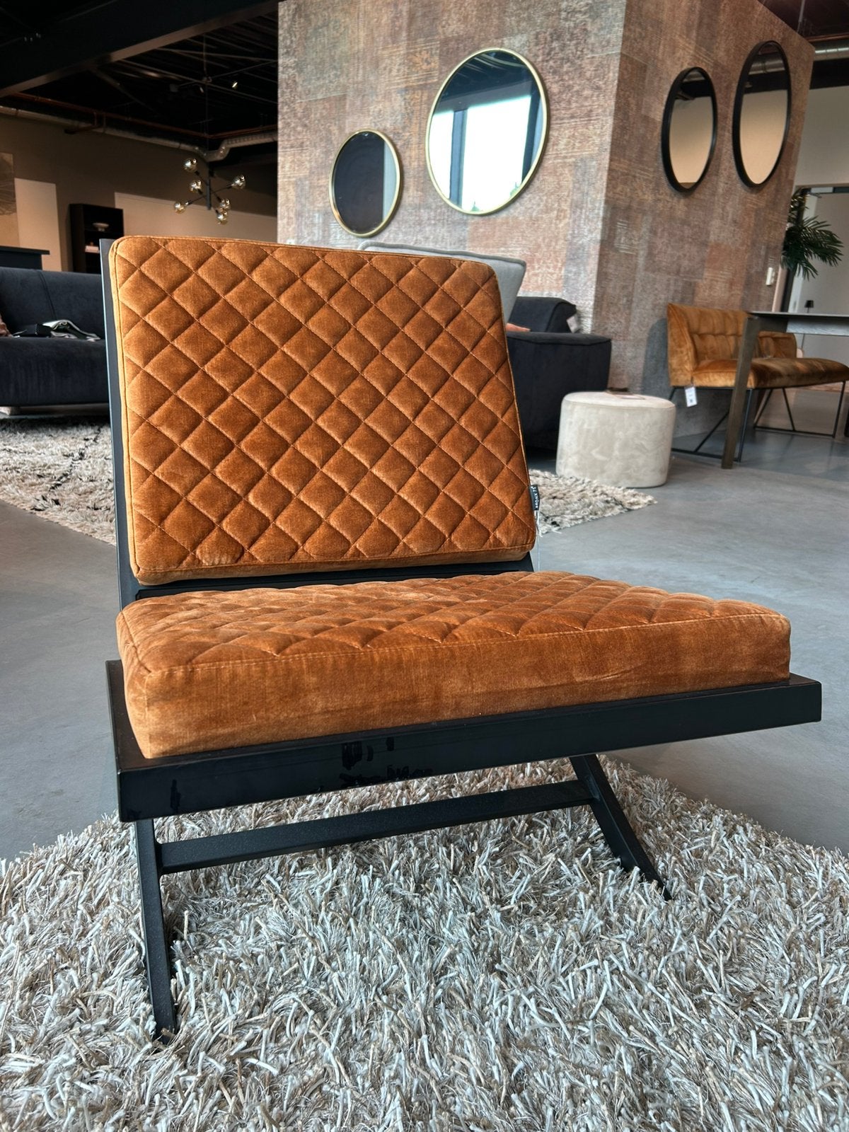 Showroommodel velvet oker/cognac, Ophalen, Design, Nieuw, 75 tot 100 cm