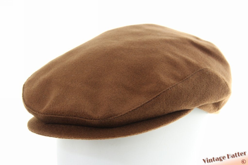 Vintage flatcap Platte pet bruine zachte stof 57,5, Ophalen of Verzenden, Zo goed als nieuw, 57 cm (M, 7⅛ inch) of minder, Pet