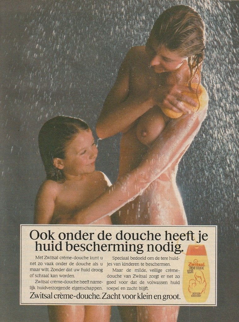 retro reclame 1987 Zwitsal baby creme-douche naakte vrouw, Verzenden, Overige typen