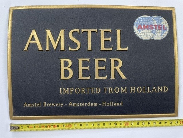 reclame schildje Amstel bier 1930, Verzamelen, Biermerken, Ophalen of Verzenden, Reclamebord, Plaat of Schild, Amstel