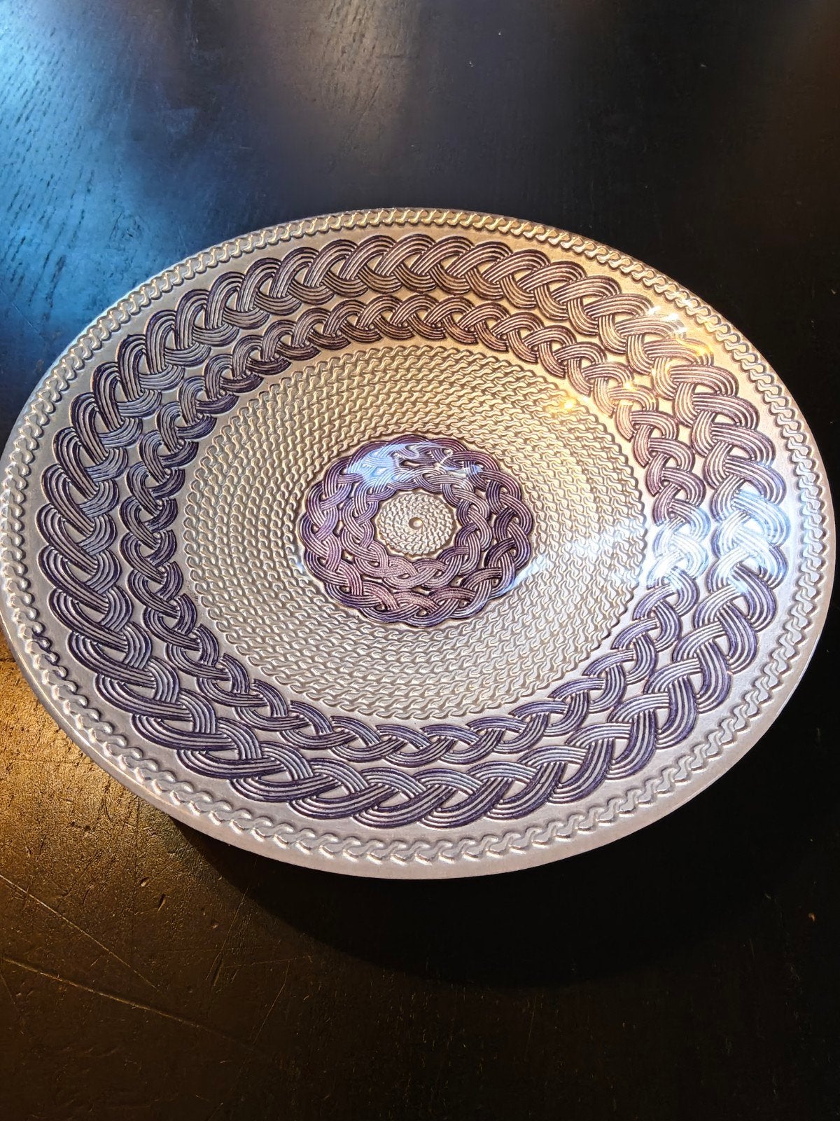 Decoratieve schaal met paars vlechtpatroon, Ophalen of Verzenden