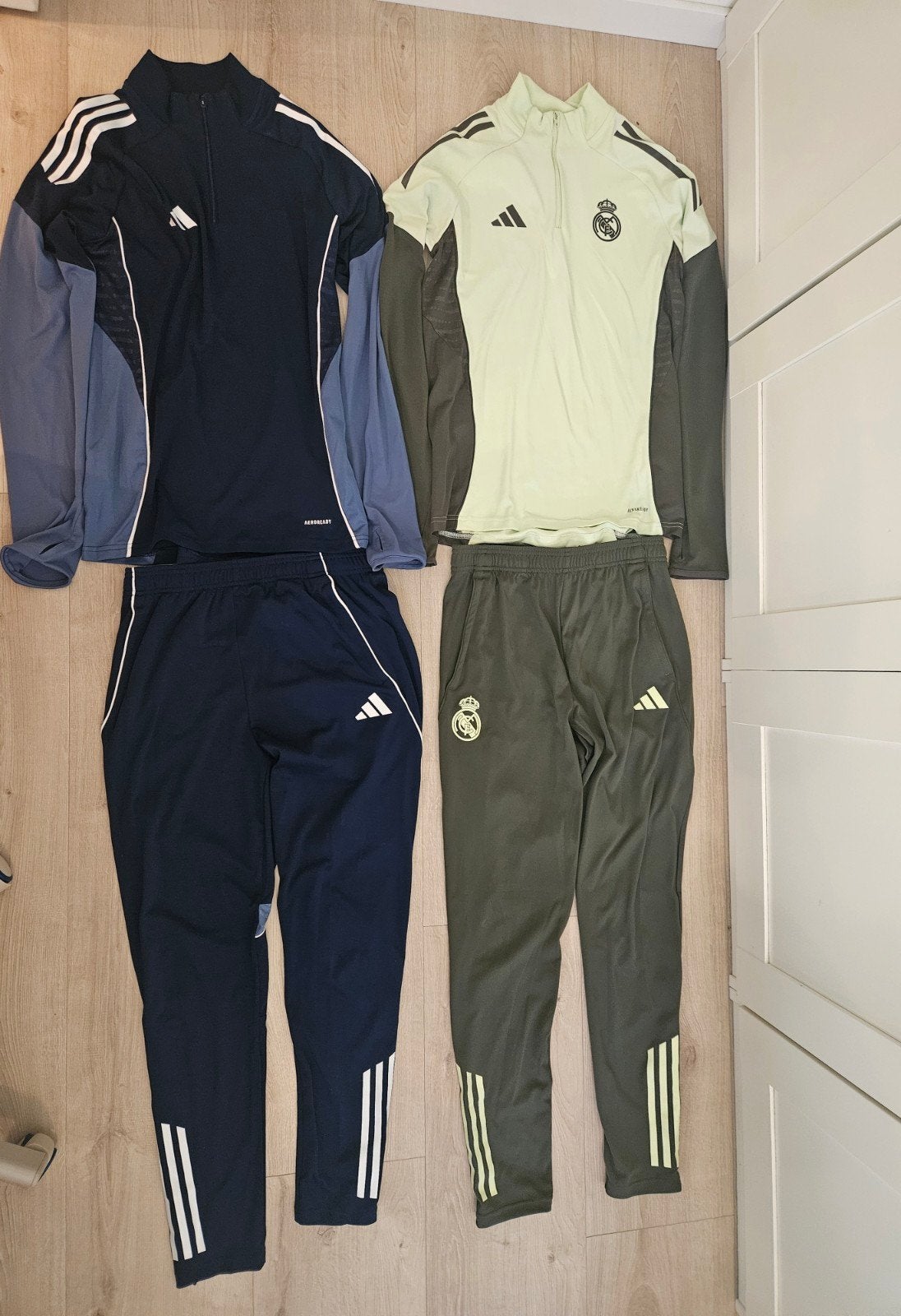 Real Madrid trainingspak Maat 176 en blauwe Adidas, Adidas, Ophalen of Verzenden, Zo goed als nieuw, Setje