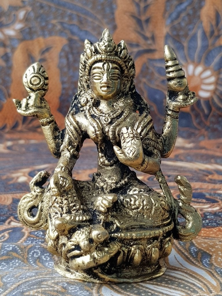 Mooi zwaar oud brons tempelbeeldje uit India 9,8 cm., Ophalen of Verzenden