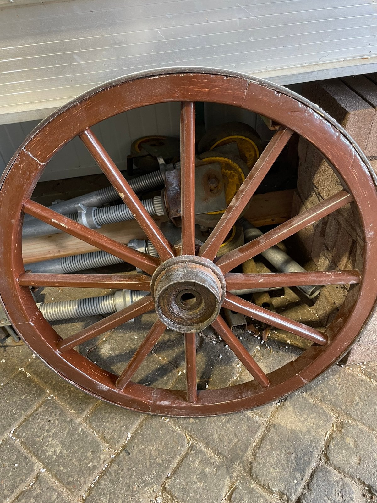 Origineel antiek houten wagen-/koetswiel – Ø 67 cm, Ophalen of Verzenden
