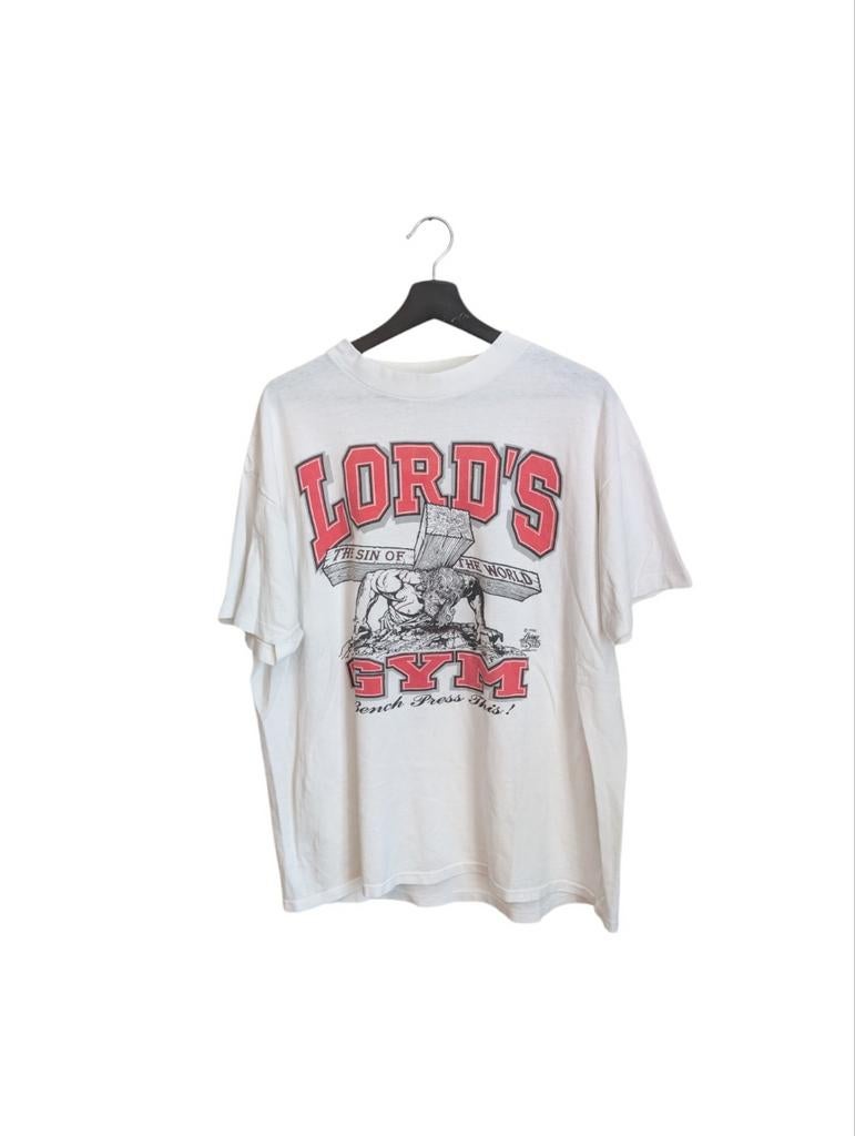 Zeldzaam Jaren 90 Lords Gym Jesus T-shirt - Single Stitch XL, Kleding | Heren, T-shirts, Vintage, Vintage, Ophalen of Verzenden