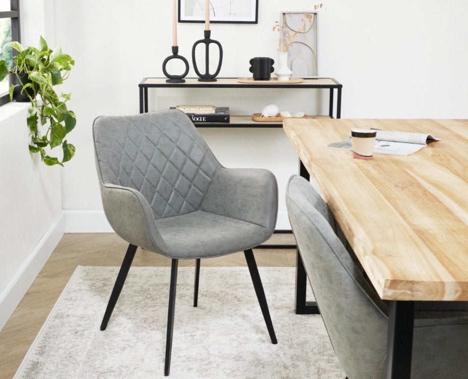 Set van 4 Eetkamerstoelen - Grijs, Ophalen, Zo goed als nieuw, Vier personen