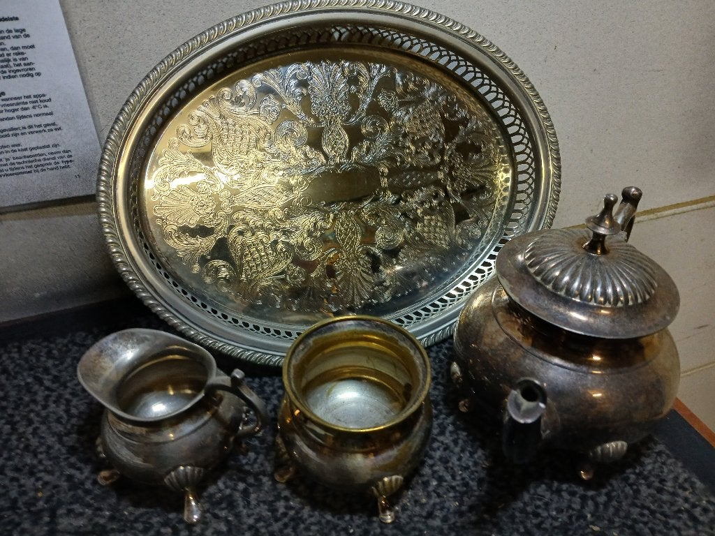 verzilverd theeset, Antiek en Kunst, Ophalen of Verzenden