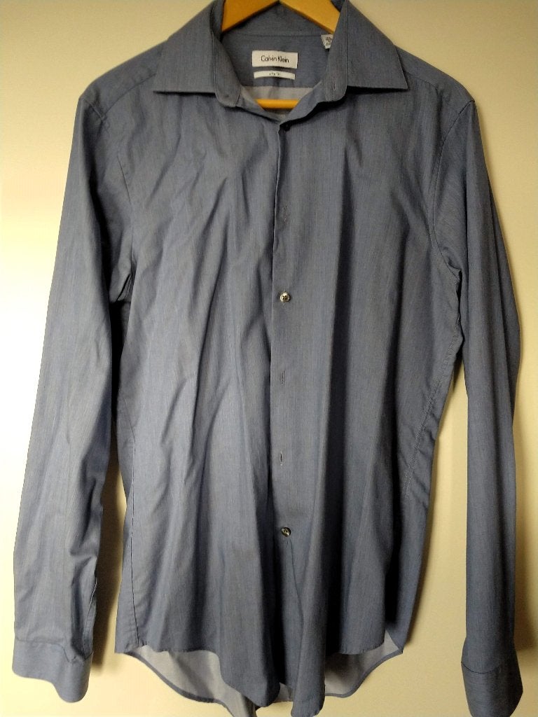 Calvin Klein Button Up Dress Shirt, Calvin Klein, Zo goed als nieuw, Grijs, Halswijdte 39/40 (M)