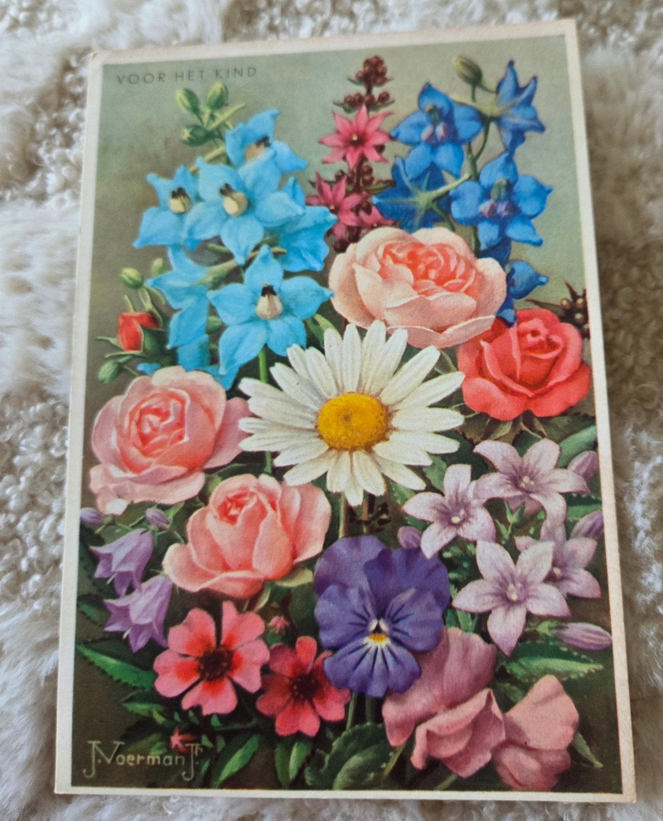 'Voor het Kind' Kleurrijk Boeket - Jan Voerman jr, Verzenden, 1940 tot 1960, Gelopen, Overige thema's