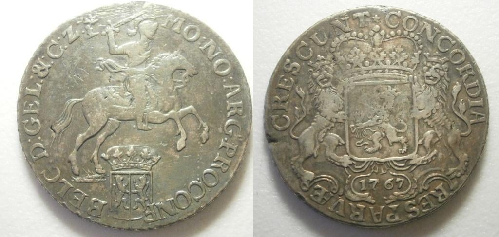 Gelderland Zilveren Rijder of Dukaton 1767 - Zeldzaam, Postzegels en Munten, Munten | Nederland, Vóór koninkrijk, Zilver, Ophalen of Verzenden